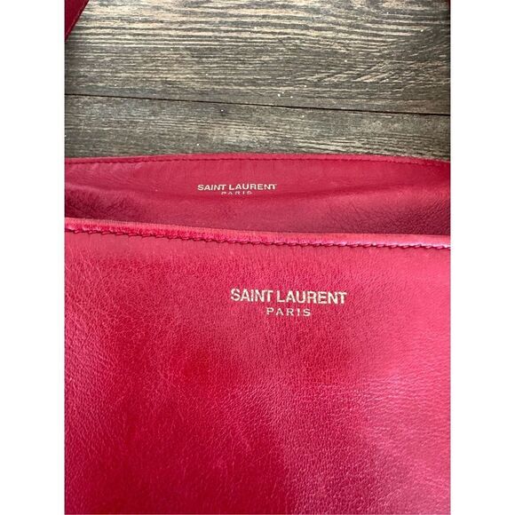 Saint Laurent Paris Red Leather & Suede Reversible tote bag with pouch - Authent - Picture 5 of 15